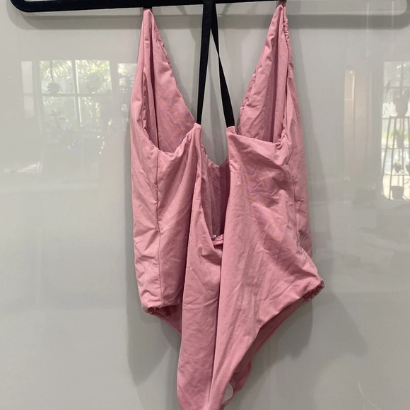 JYORK the Label Women's NWT Dylan Blush Pink Swim One Piece Deep V Cut Sz Small - Picture 4 of 6